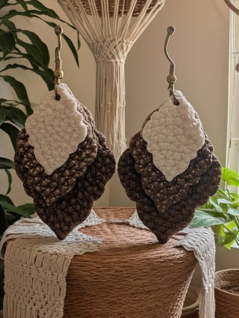 Boho Leaf Drop Layered Earrings - Tri-Colored